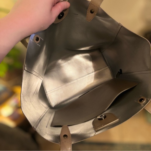 Rebecca Minkoff Leather Neutral Minimalist Tote Bag Purse - Picture 8 of 10